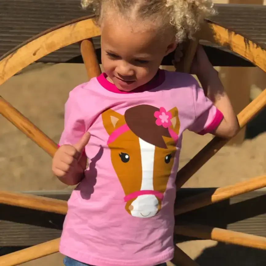Kids Pink Horse Shirt -