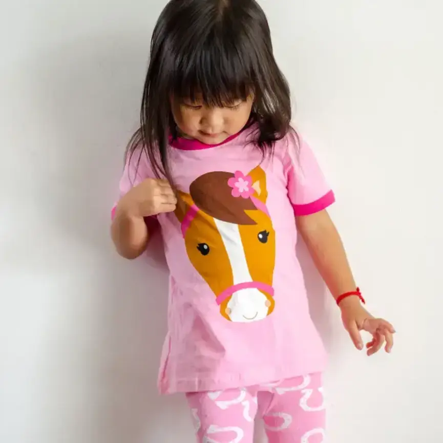 Kids Pink Horse Shirt -