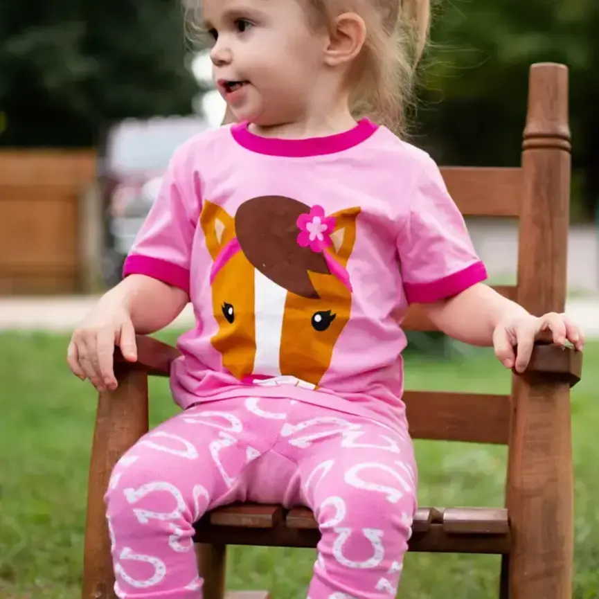 Kids Pink Horse Shirt -