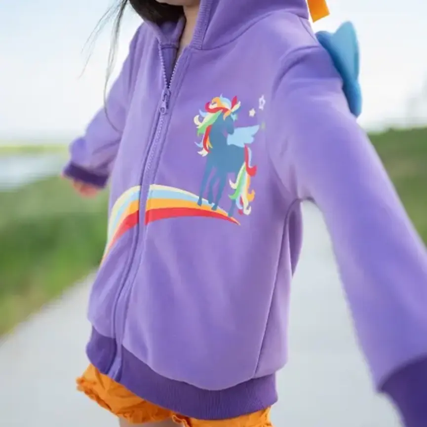 Kids Purple Rainbow Unicorn 3D Hoodie