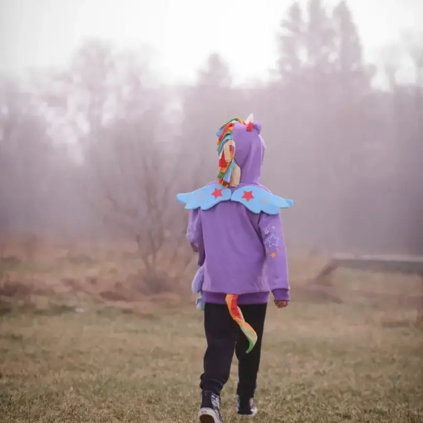 Kids Purple Rainbow Unicorn 3D Hoodie