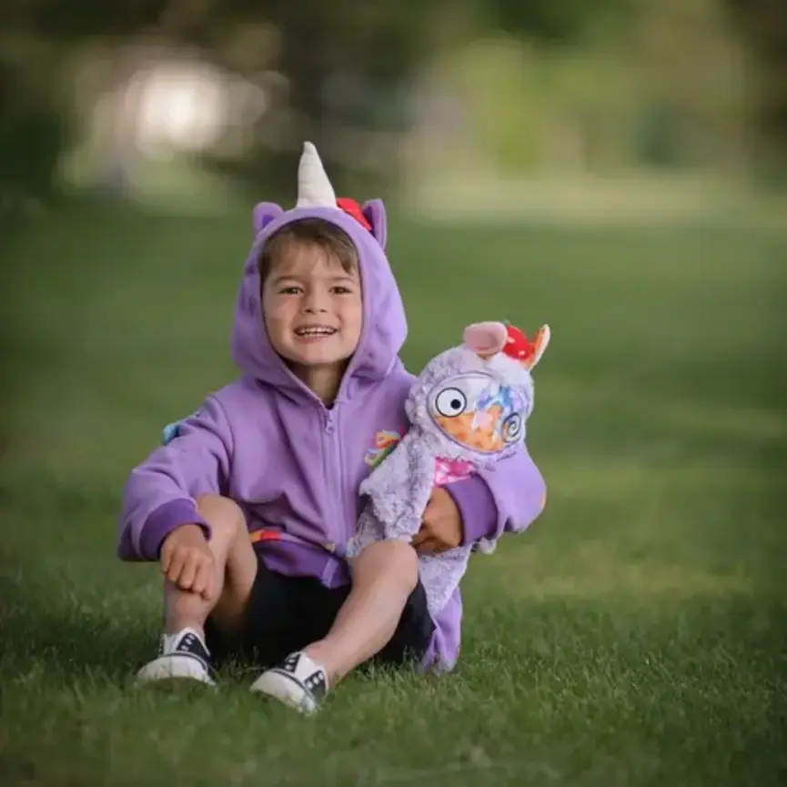Kids Purple Rainbow Unicorn 3D Hoodie