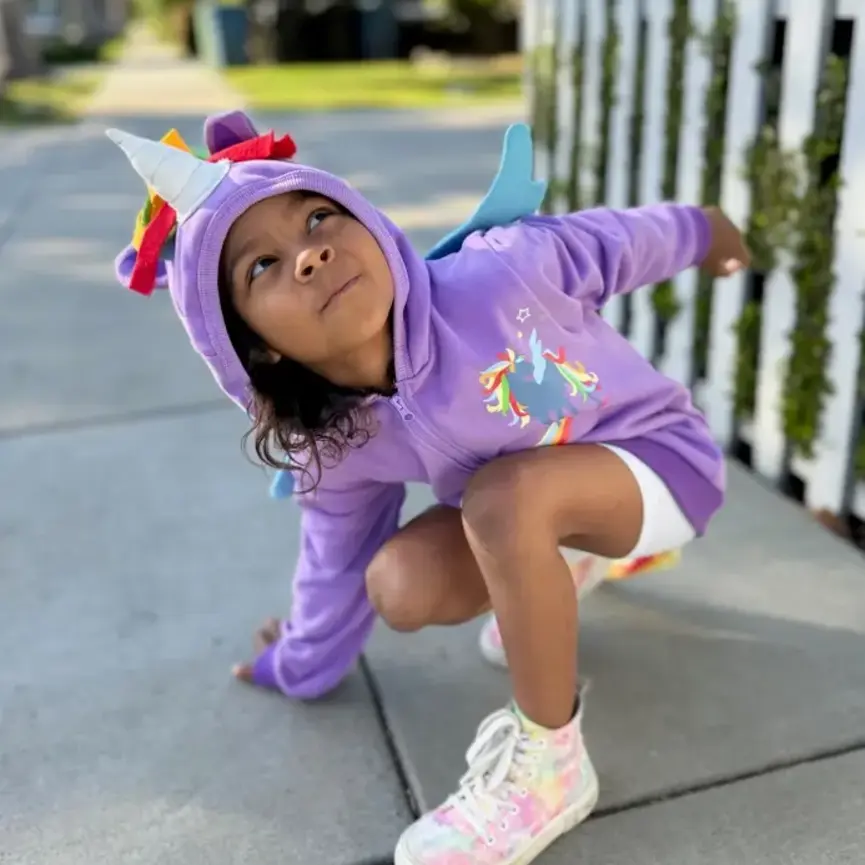 Kids Purple Rainbow Unicorn 3D Hoodie