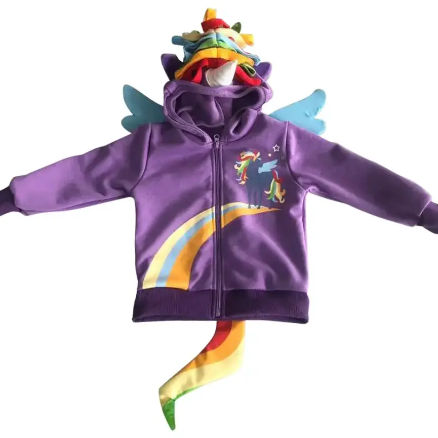 Kids Purple Rainbow Unicorn 3D Hoodie