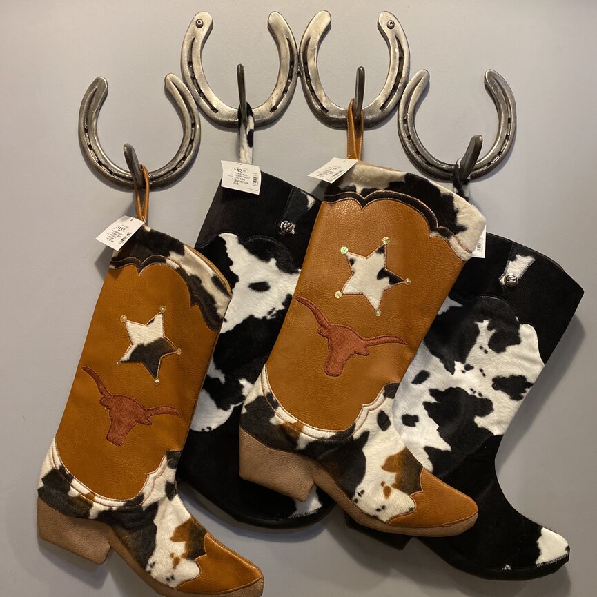 CHRISTMAS!! COWBOY BOOT STOCKING (BROWN IMITIATION LEATHER)