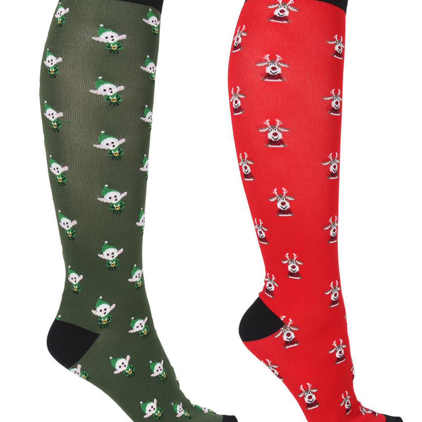 QHP Christmas Boot Socks Elf/Rudolph - 2 Pack (Size 35-38)