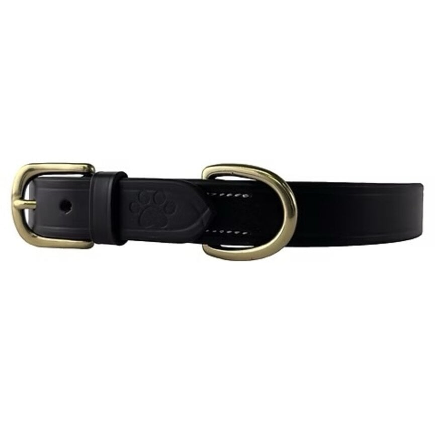 Farmer Brown Leather Dog Collar Paws Embossed
