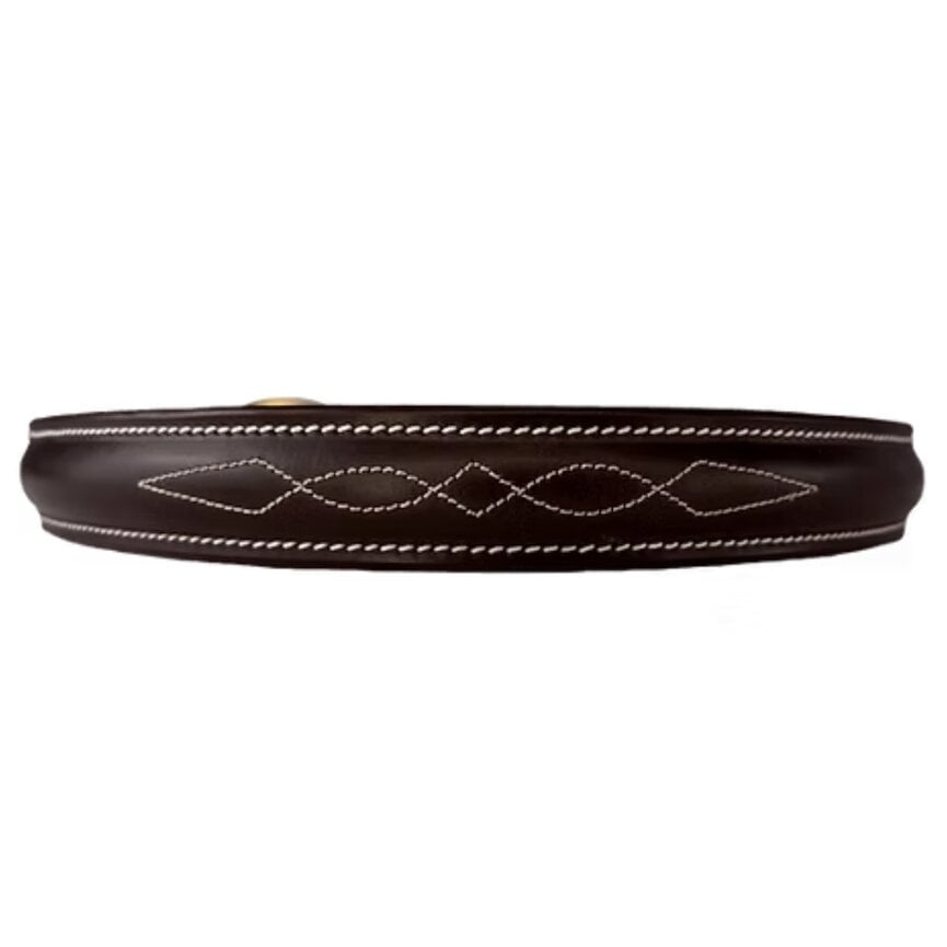 Farmer Brown Leather Dog Collar Fancy Stitched
