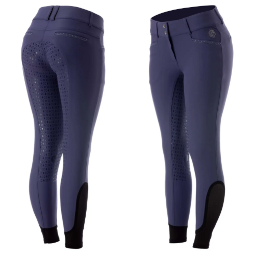 Victoria Womens Silicone Full Seat Breeches - Skipper Blue/Winter Sky