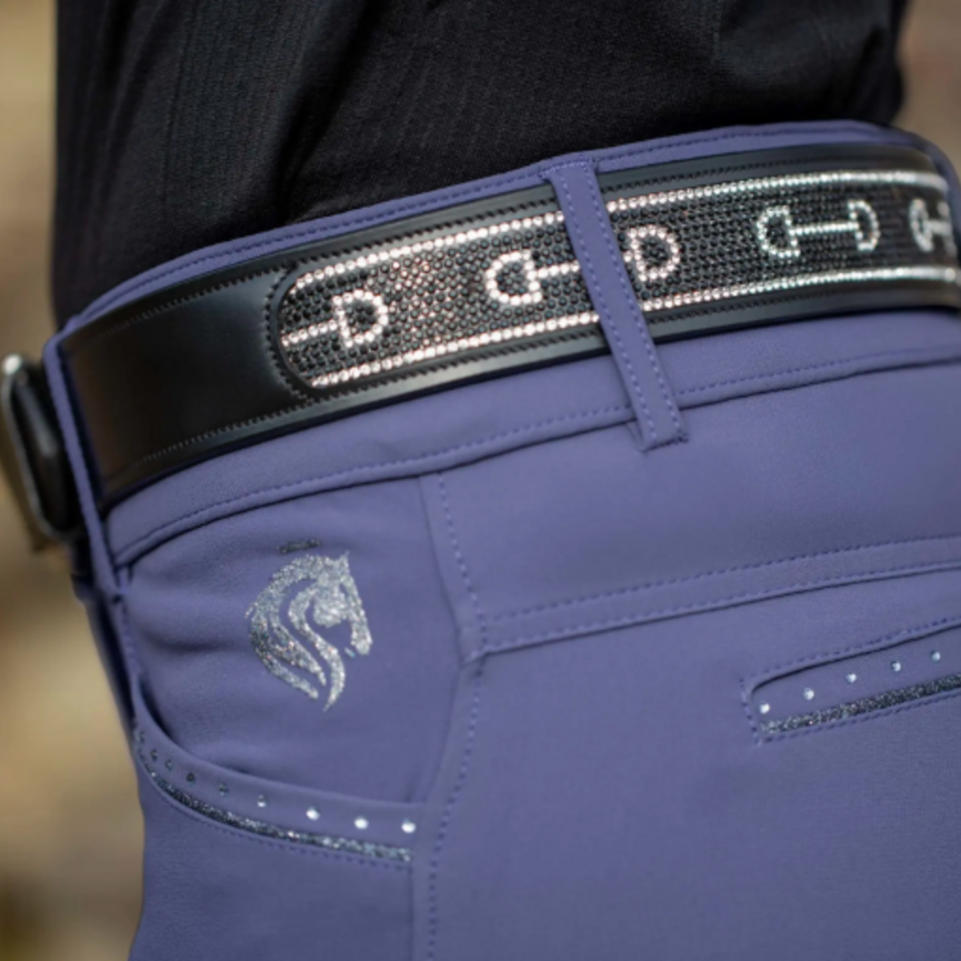 Victoria Womens Silicone Full Seat Breeches - Skipper Blue/Winter Sky