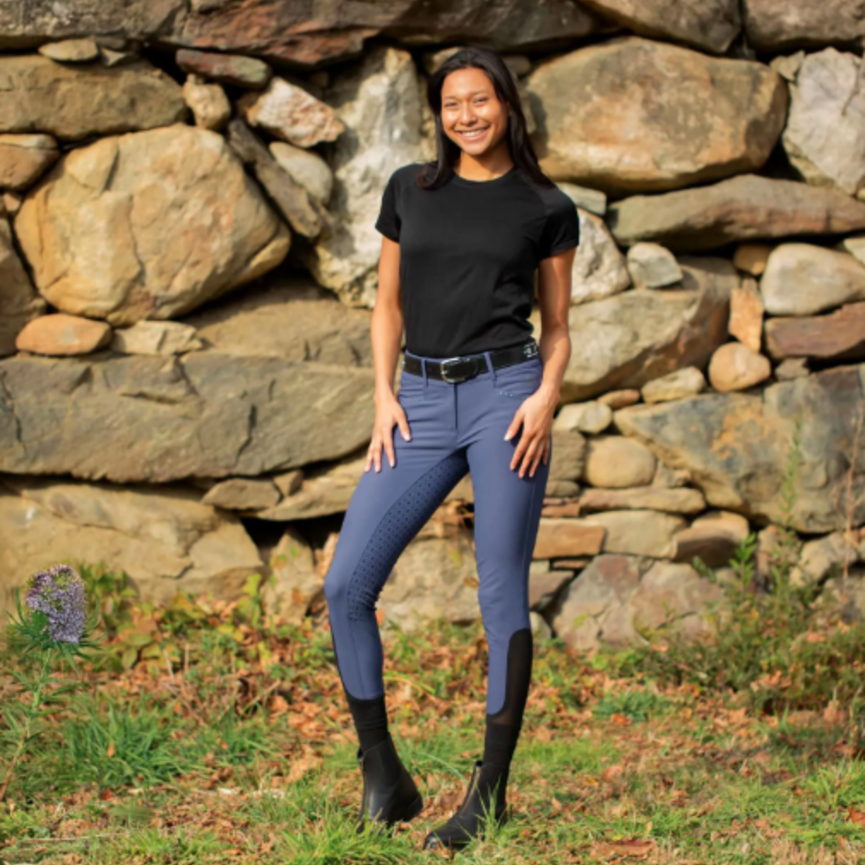 Victoria Womens Silicone Full Seat Breeches - Skipper Blue/Winter Sky