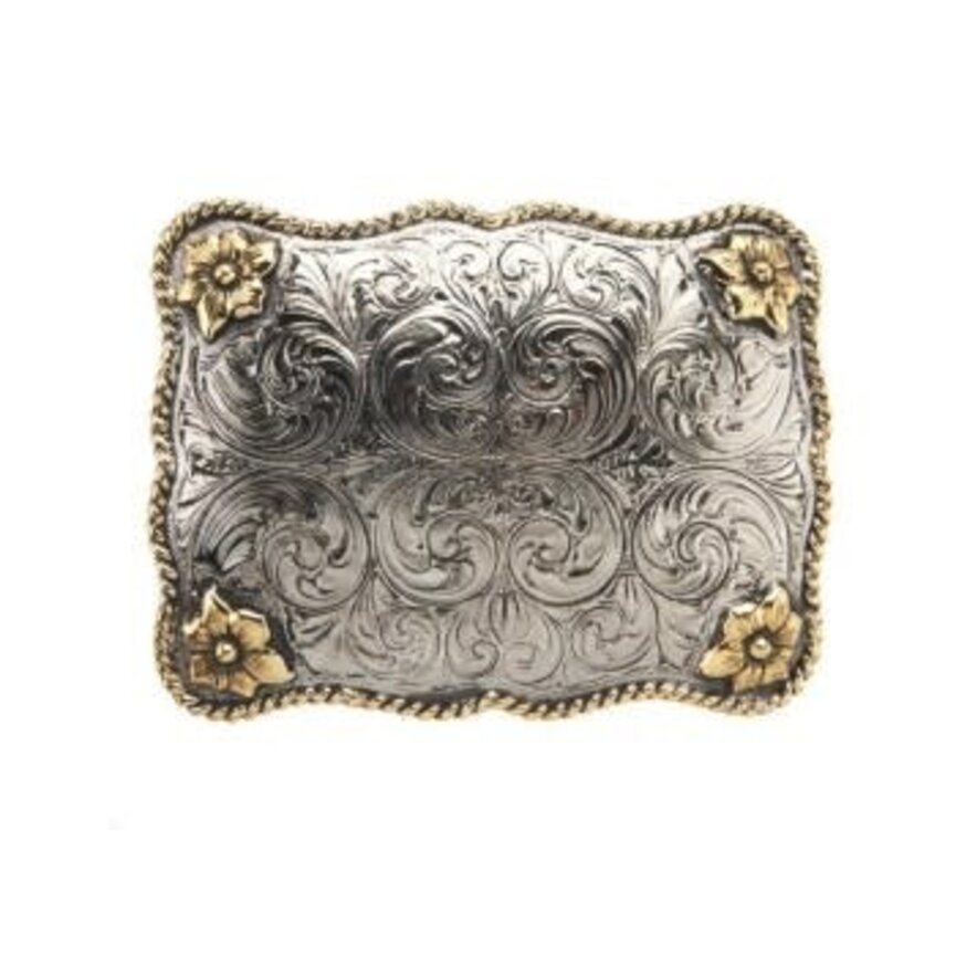 SCALLOPED ROPE and FANCY FLOWERS BUCKLE