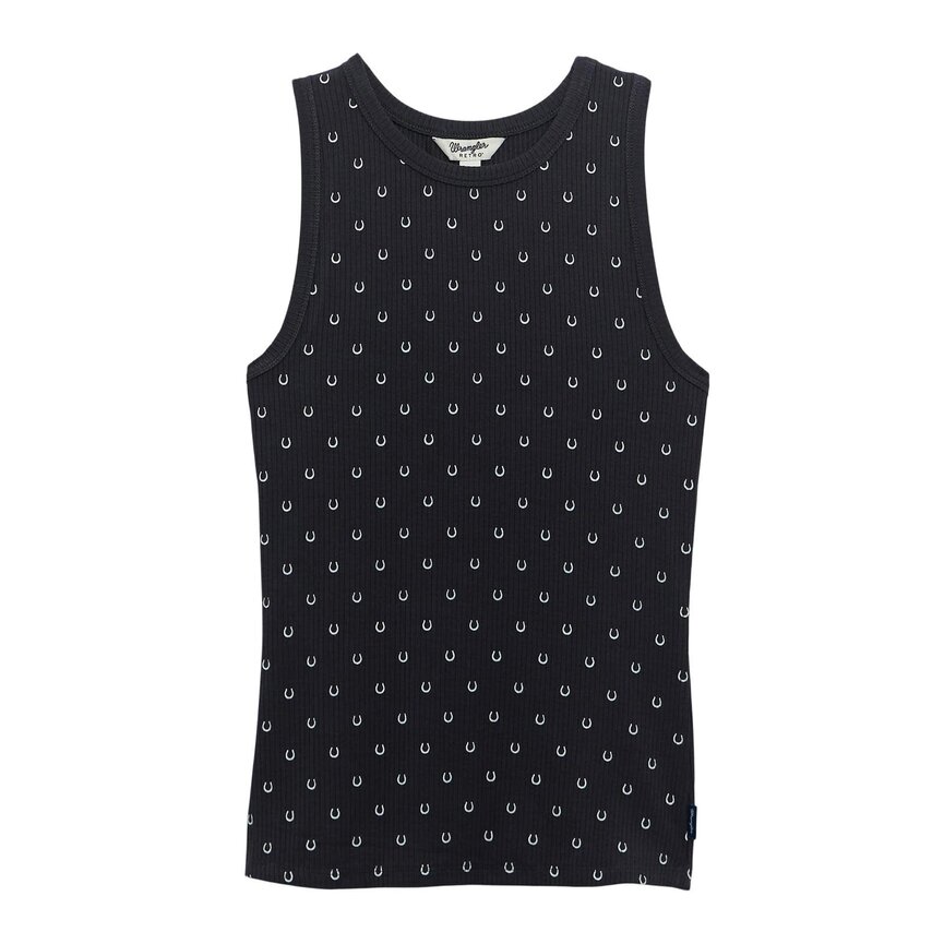 Retro Punchy Tank Top - Horseshoe Black