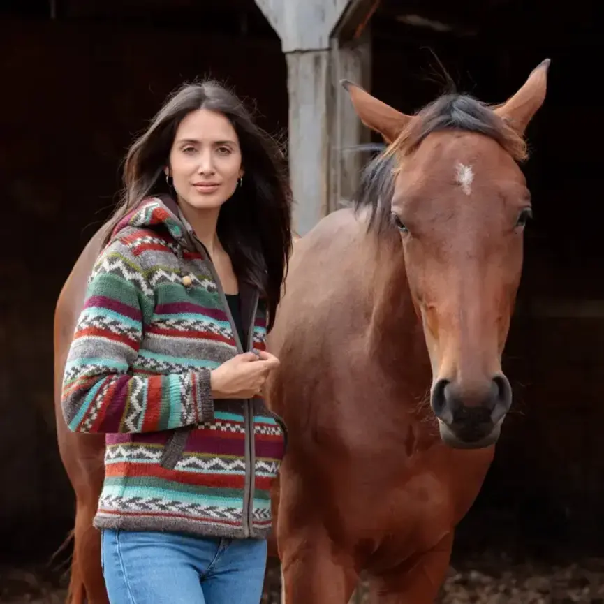 Journey Knit Wool Sweater Hoodie with Fair Isle Pattern