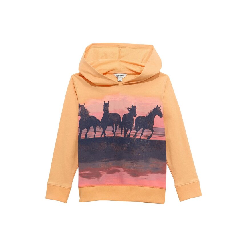 Girls Western Horse Hoodie - Orange