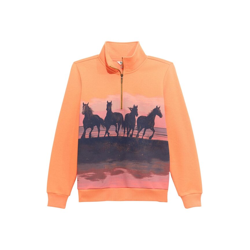 Women's Retro Americana Horse Sweatshirt  - Orange
