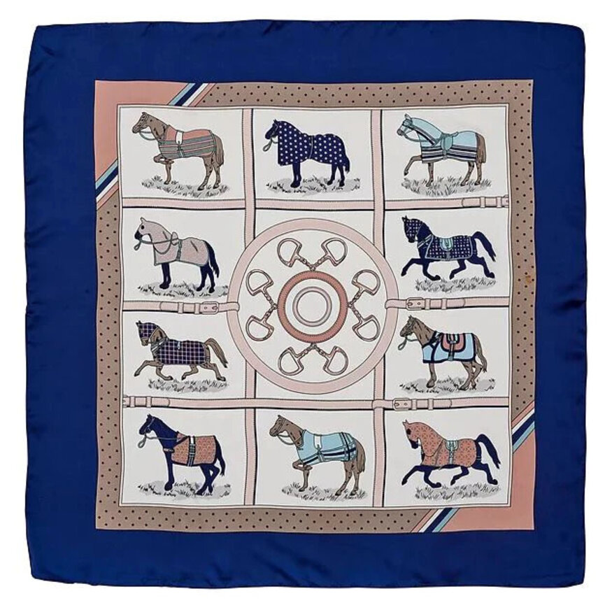 Silky Scarf - Horses in Blankets 28" x 28"