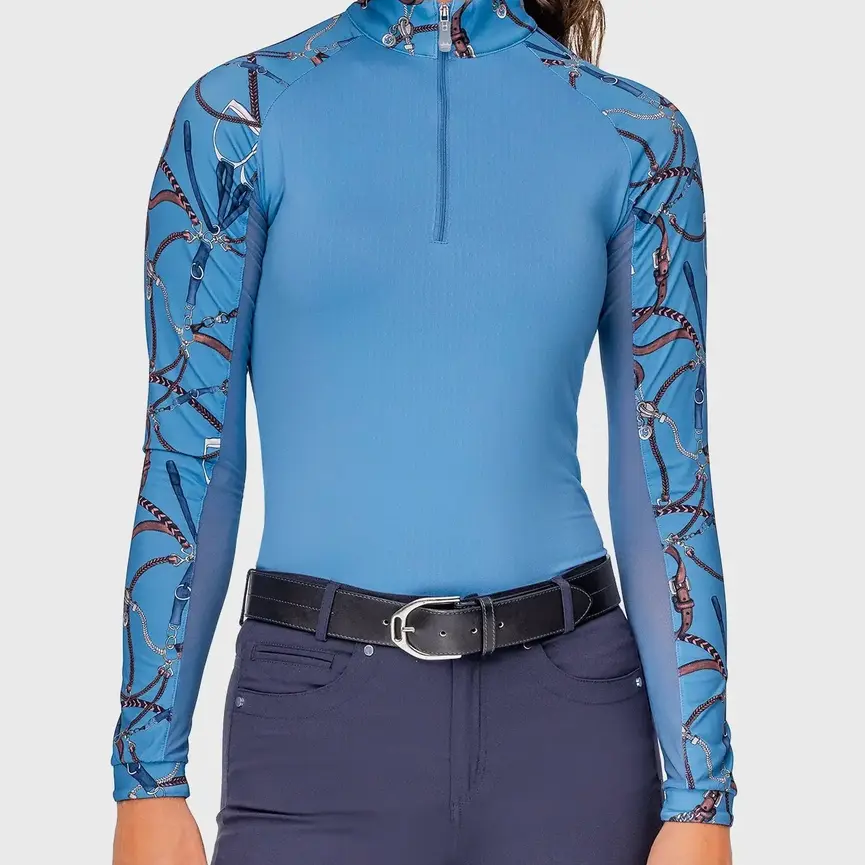 Tahoe Blue Belts Long Sleeve Raglan 1/4 Zip Sun Shirt