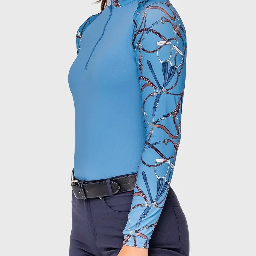 Tahoe Blue Belts Long Sleeve Raglan 1/4 Zip Sun Shirt