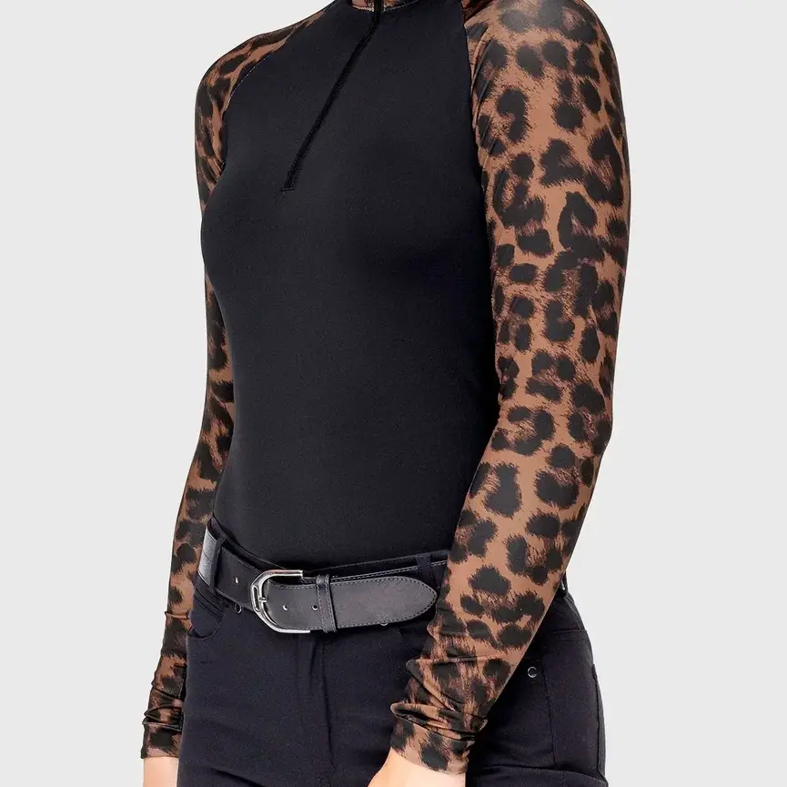 Espresso Leopard Long Sleeve Raglan 1/4 Zip Sun Shirt