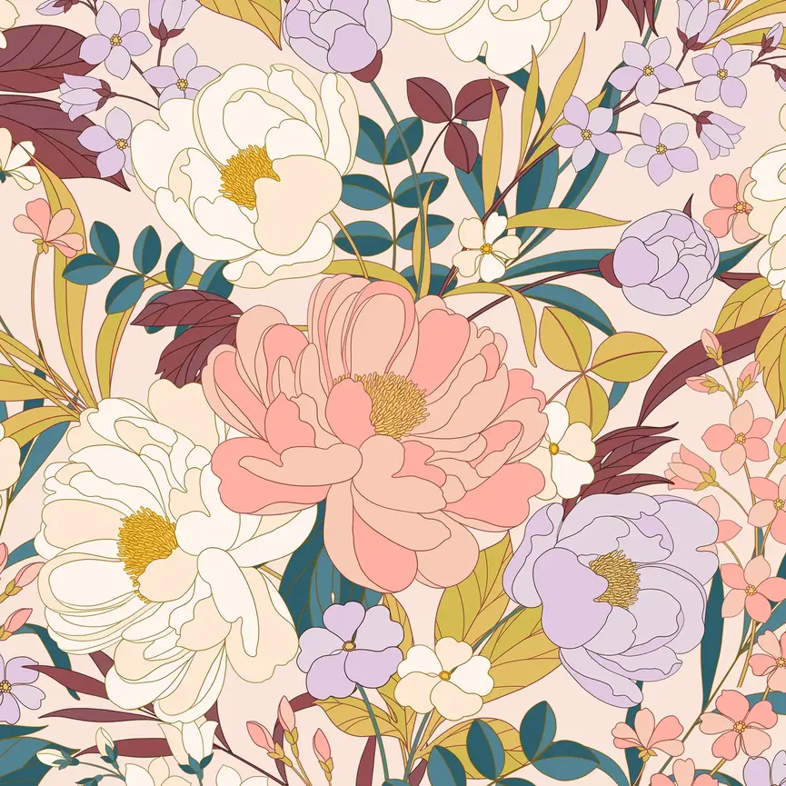 Champagne Blooming Peonies Long Sleeve 1/4 Zip Sun Shirt