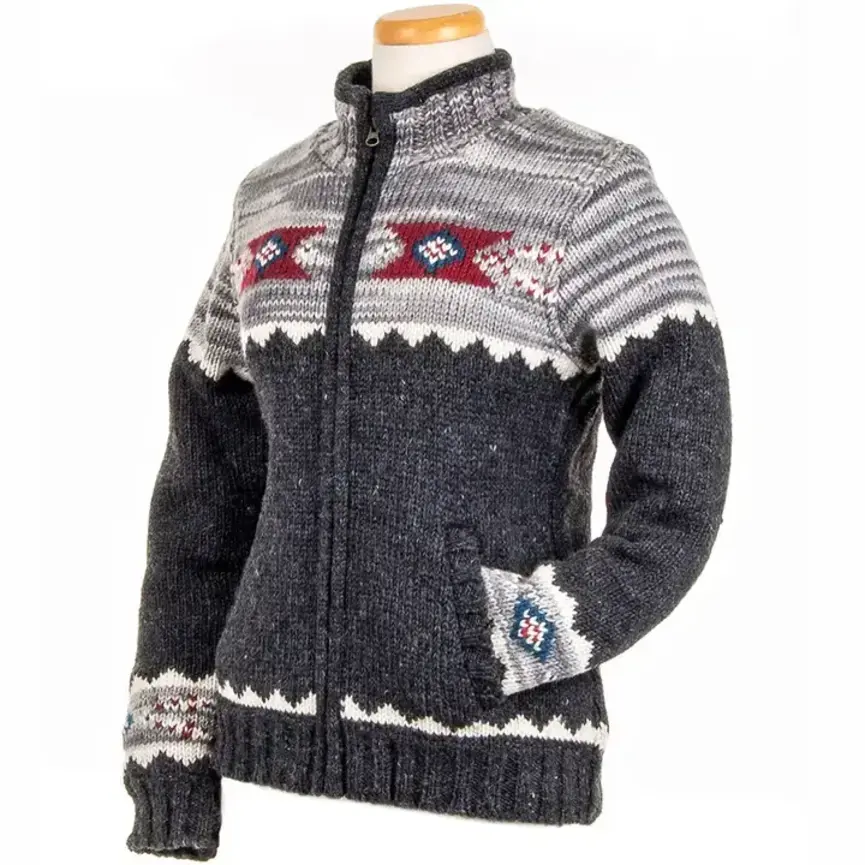 Mustang Wool Sweater – Cozy Western-Style Hand-Knit Cardigan