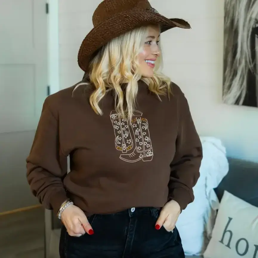 Cowgirl Boots Embroidered Sweatshirt