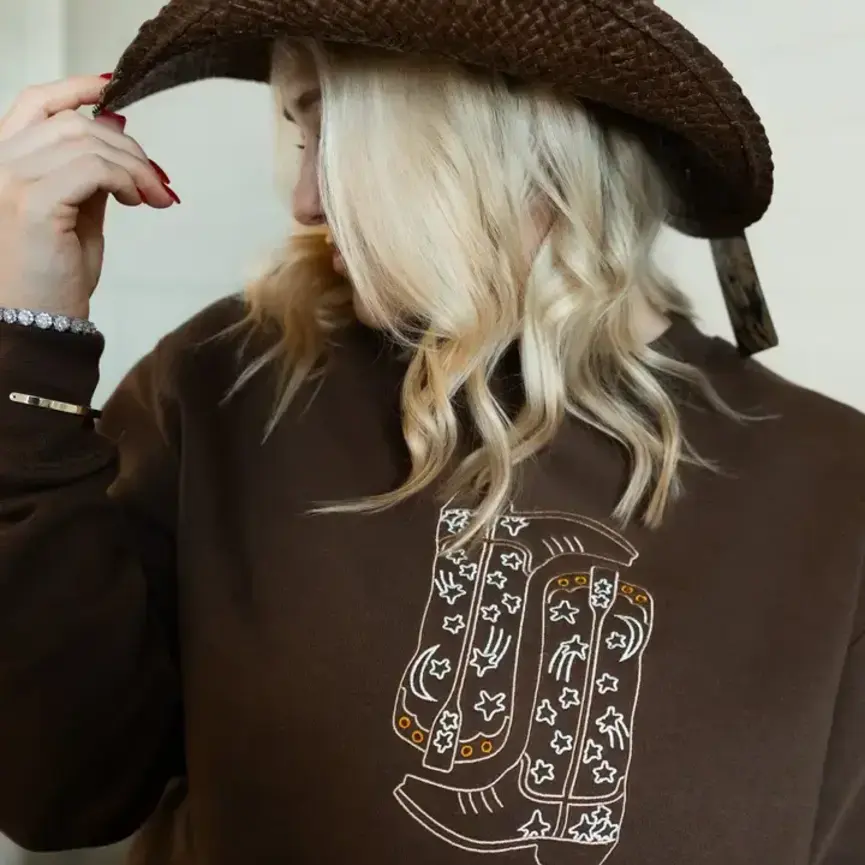 Cowgirl Boots Embroidered Sweatshirt
