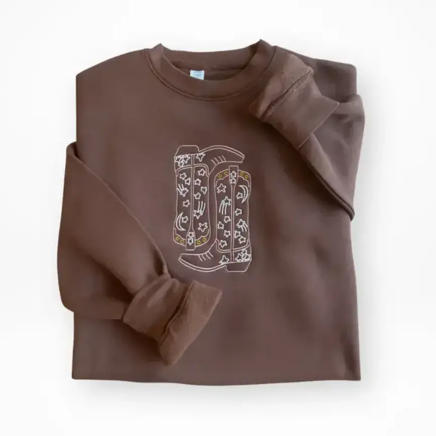 Cowgirl Boots Embroidered Sweatshirt
