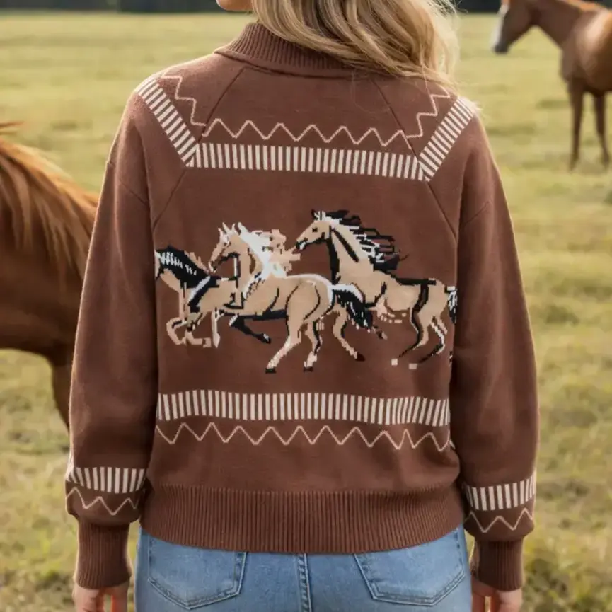 Galloping Horses Zip Cardigan
