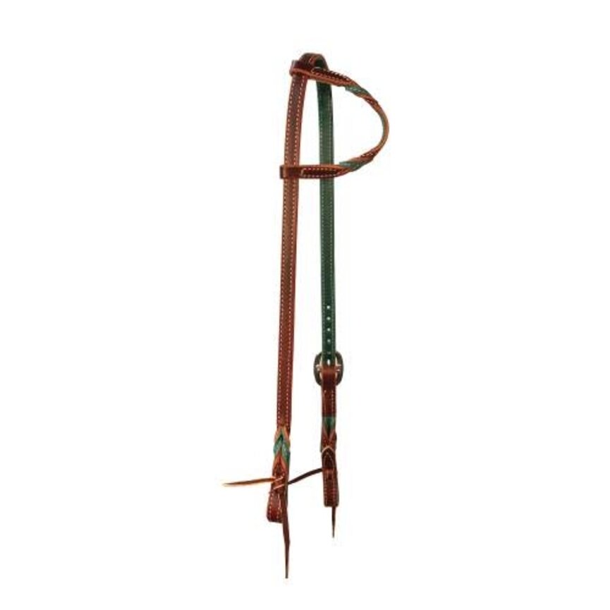 One-Ear ⅝” Twist Emerald Burgundy Headstall