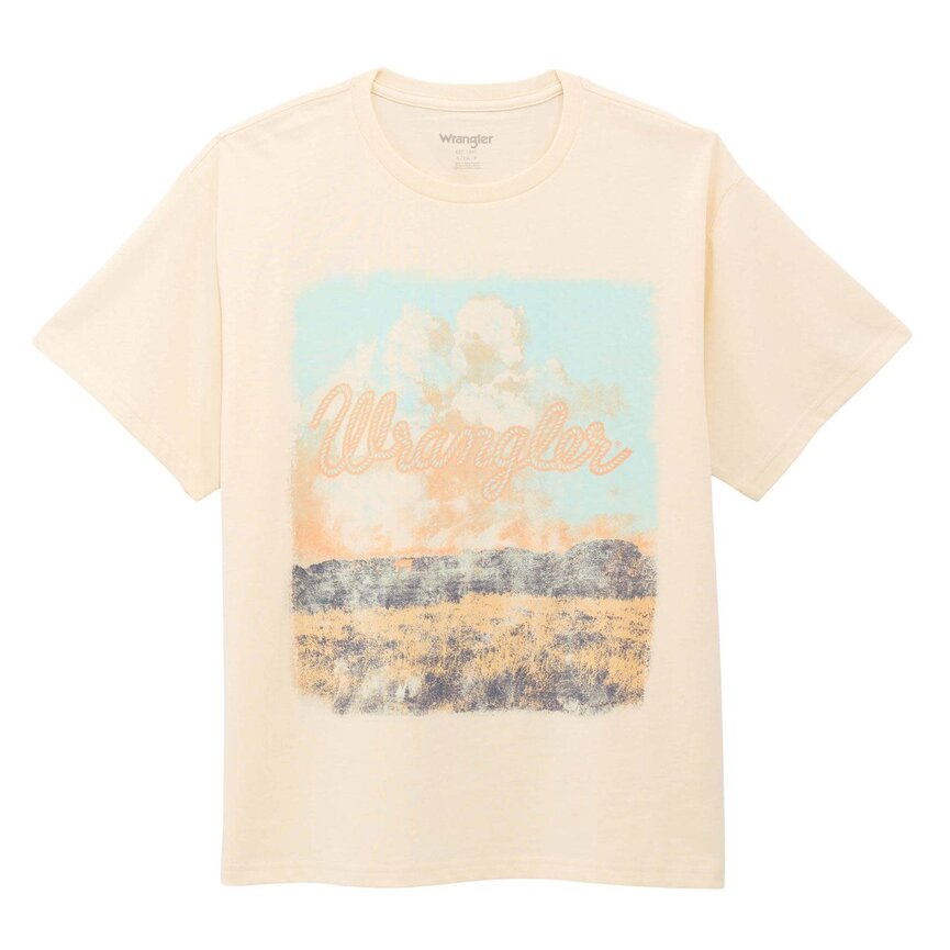 Woman's  Retro Graphic Short Sleeve T-Shirt - Girlfriend Fit - Antique White