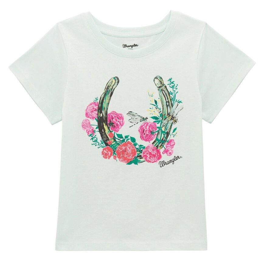 Girls Short Sleeve T-Shirt - Floral Horseshoe
