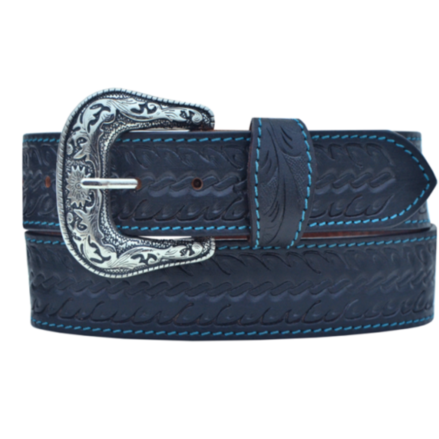 1D Saddlery Hand Tooled Buckstitch Belt