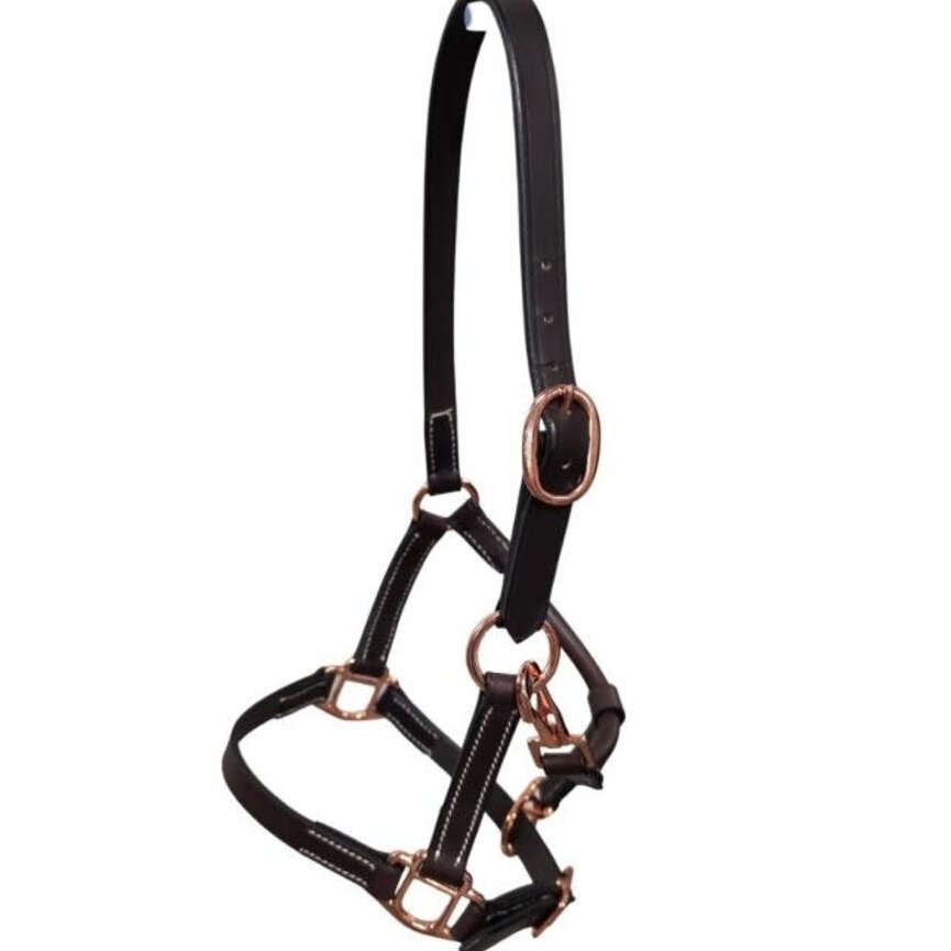 Sage Family Leather Mini or Foal Halter with Rose Gold Hardware
