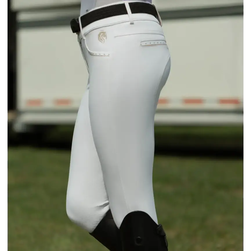Victoria Womens Silicone Knee Patch Breeches - White / Pearl