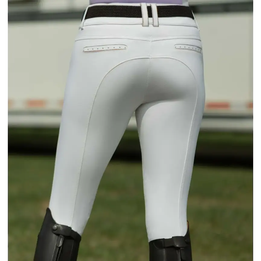 Victoria Womens Silicone Knee Patch Breeches - White / Pearl