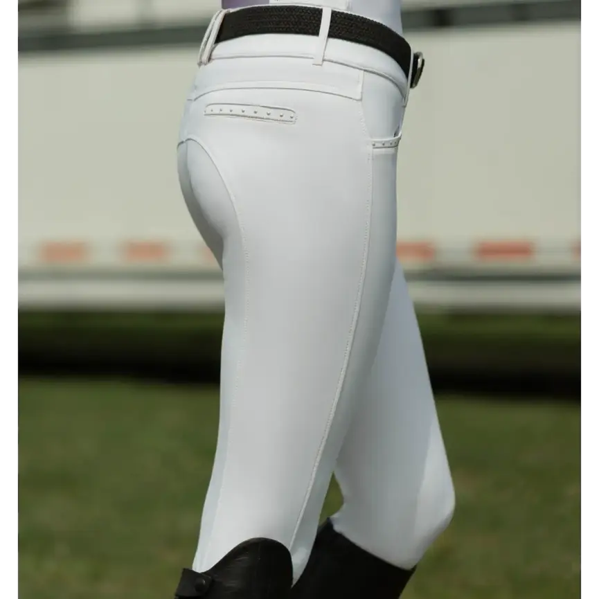 Victoria Womens Silicone Knee Patch Breeches - White / Pearl