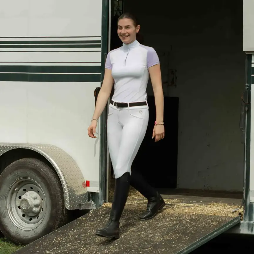 Victoria Womens Silicone Knee Patch Breeches - White / Pearl