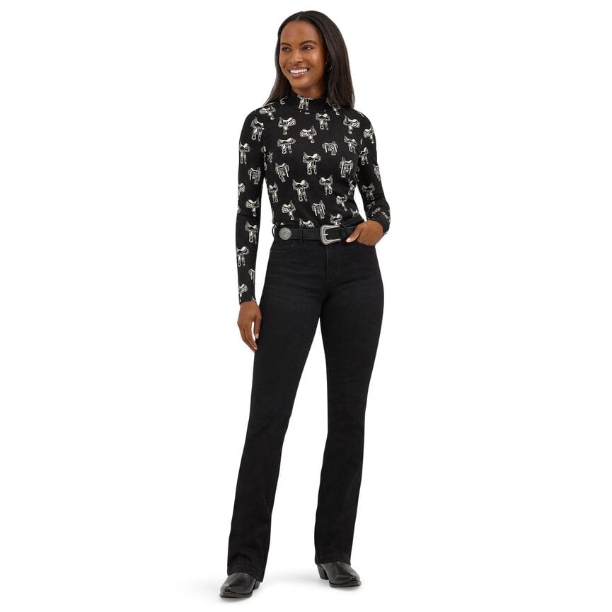 Women's Retro Punchy Mock Neck Knit - Saddle