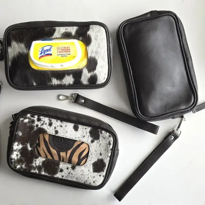 Cowhide Baby Wipe Clutch