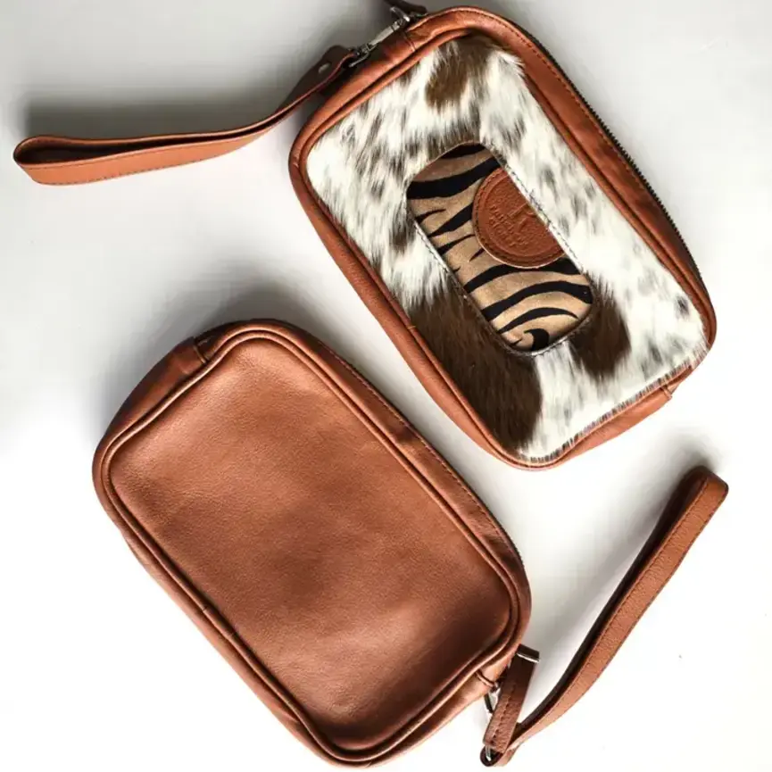 Cowhide Baby Wipe Clutch