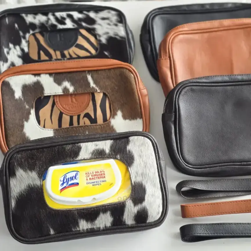 Cowhide Baby Wipe Clutch