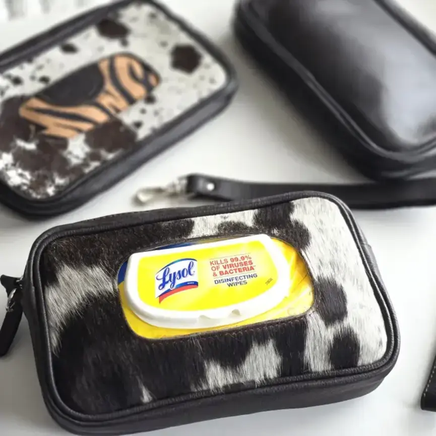 Cowhide Baby Wipe Clutch