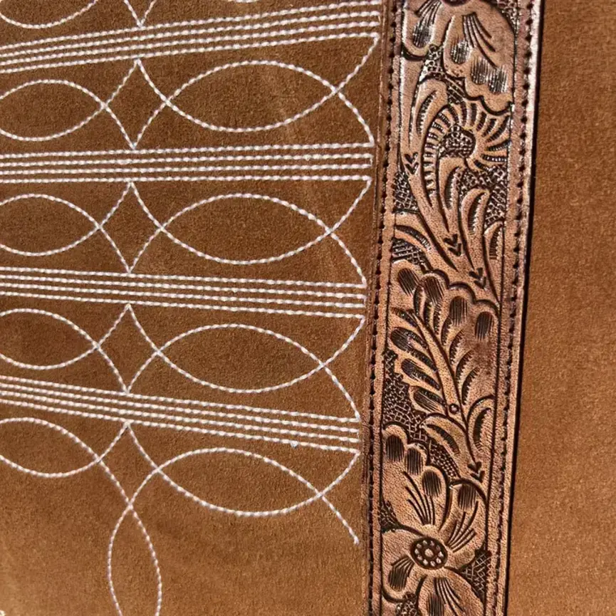 Western Boot Stitch Tooled Leather Laptop Bag