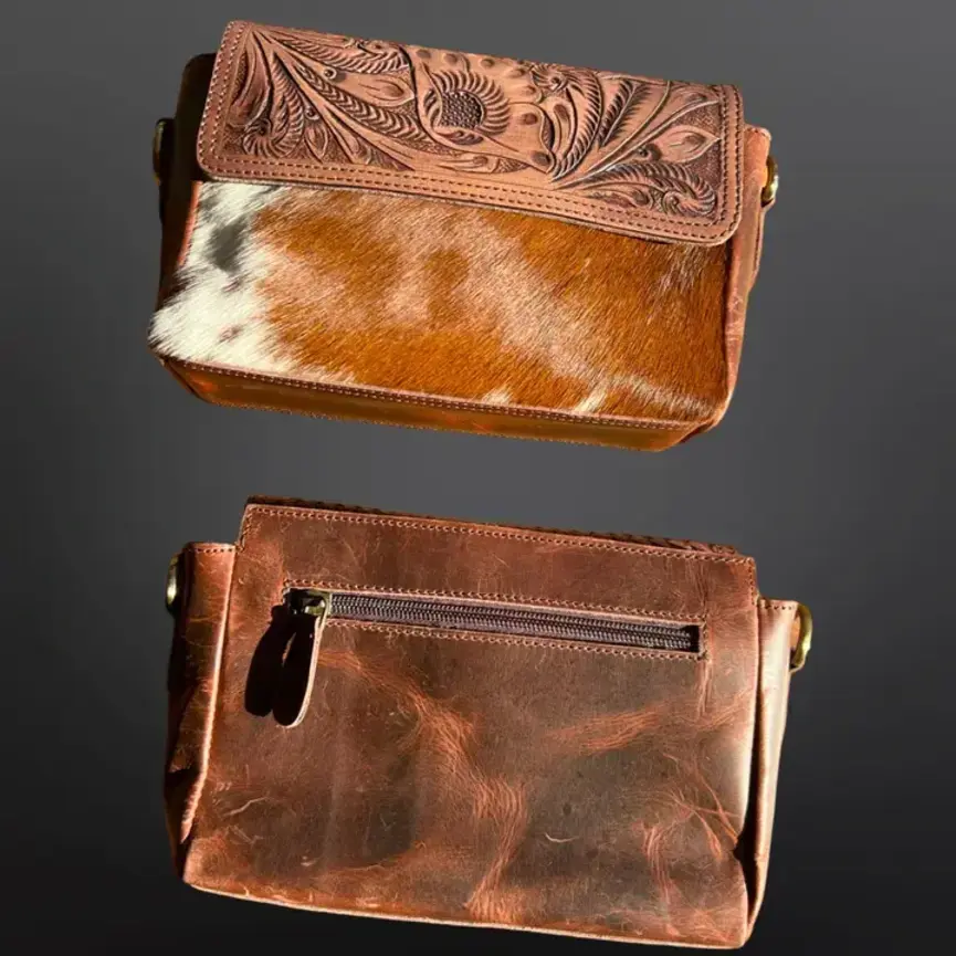 Cowhide Crossbody Clutch Handbag