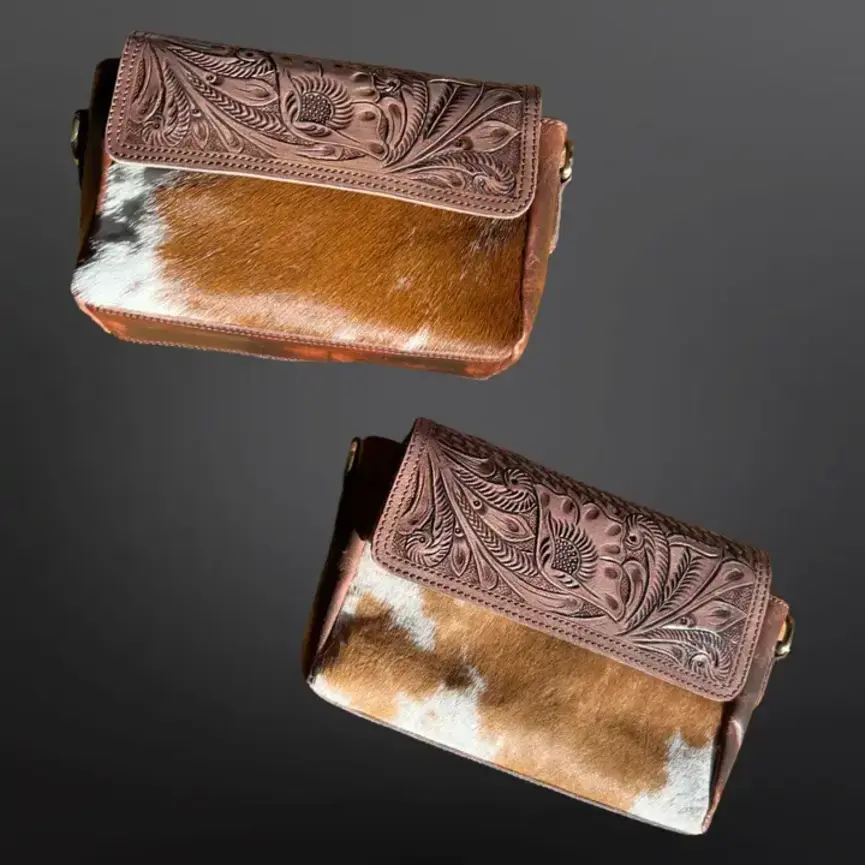 Cowhide Crossbody Clutch Handbag