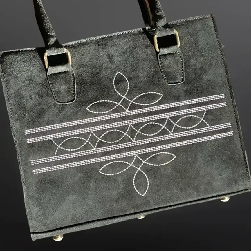 Western Boot Stitch Suede Leather Handbag