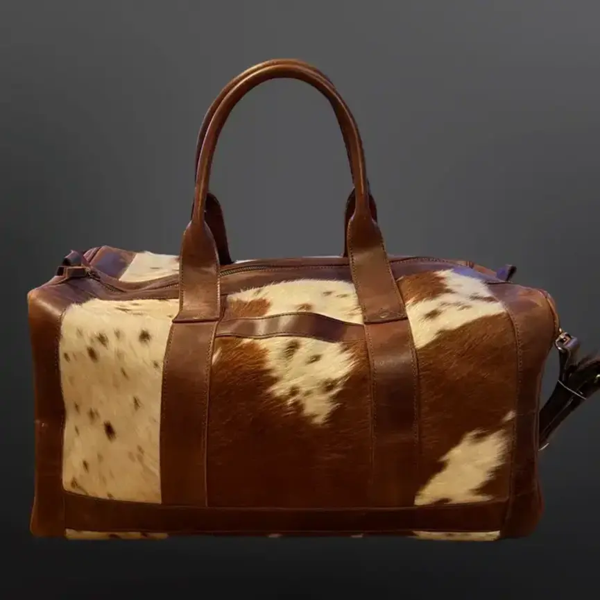 Genuine Cowhide Leather Duffel Bag - Travel Bag