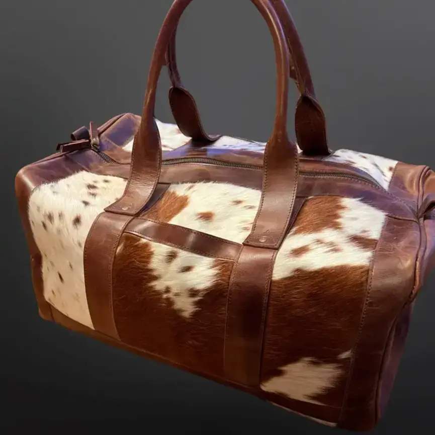 Genuine Cowhide Leather Duffel Bag - Travel Bag